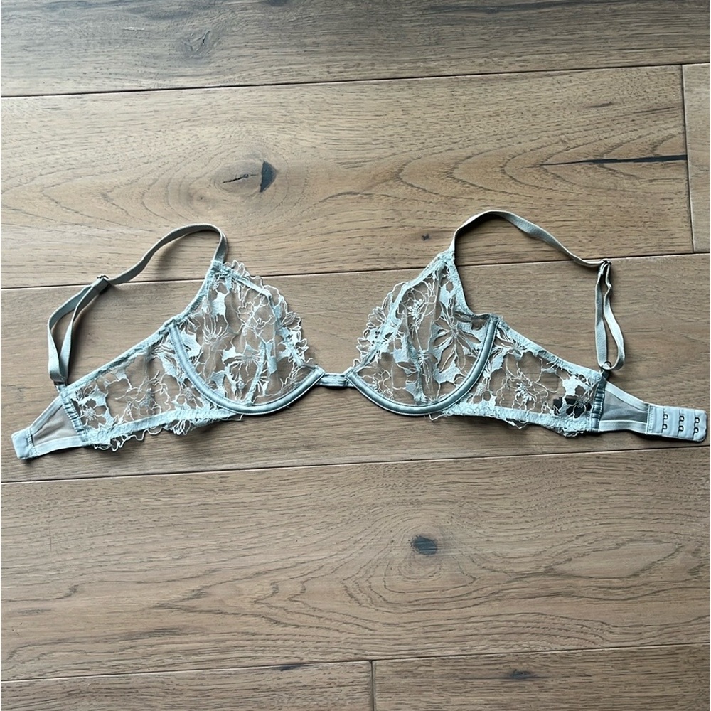 Victoria’s Secret Light Blue Transparent Demi Bra 34C, Low Cut Demi